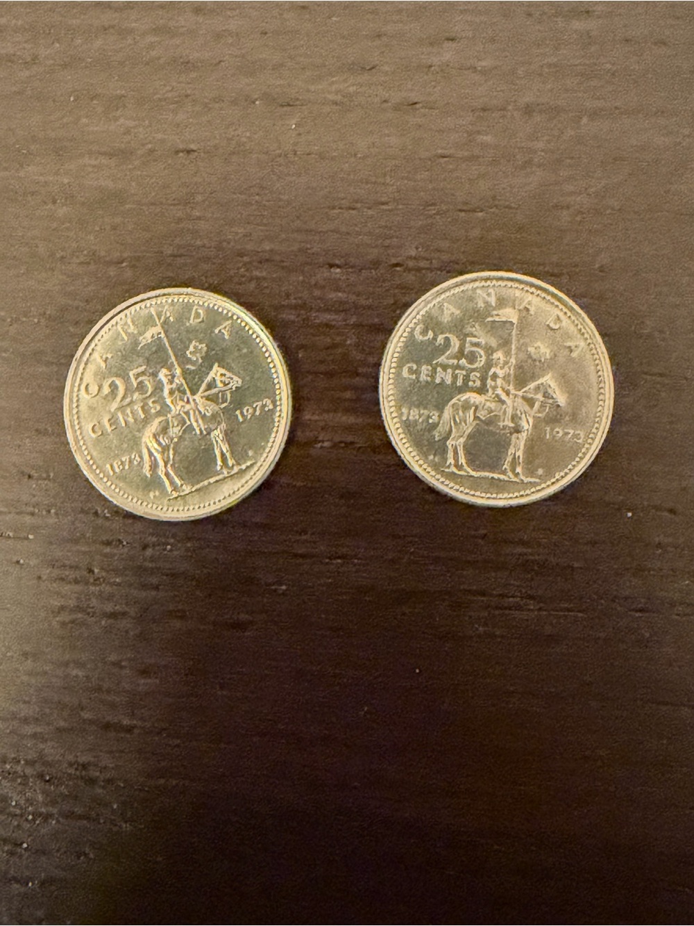 Vintage Canadian 25 Cents 1973 Collectible Coin - Silver Tone RCMP